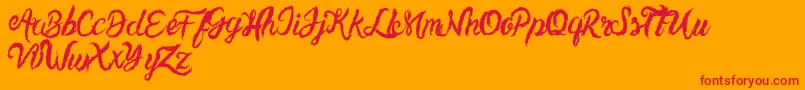 UnlimitedtoppingsScript Font – Red Fonts on Orange Background