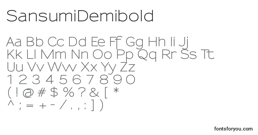 Шрифт SansumiDemibold – алфавит, цифры, специальные символы