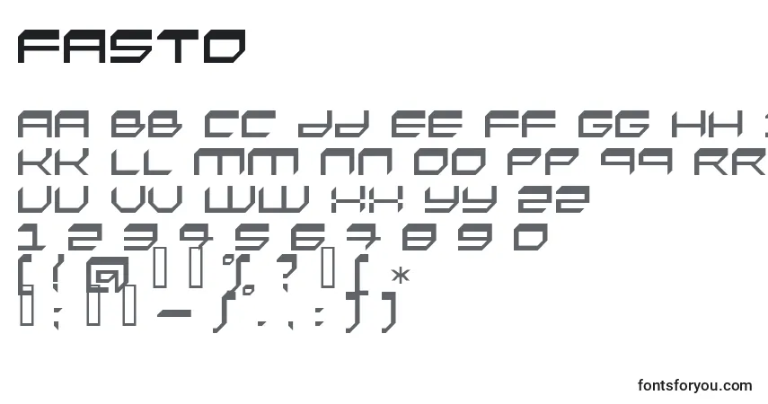 Шрифт Fasto – алфавит, цифры, специальные символы