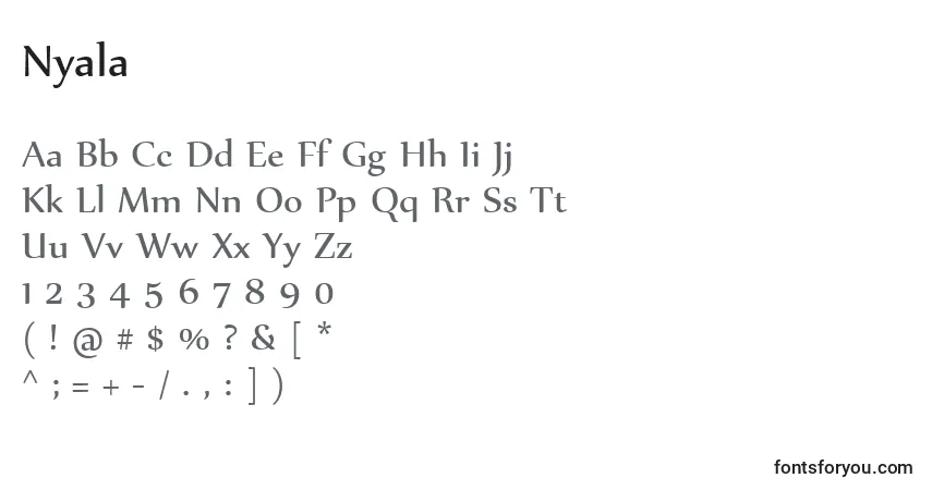 A fonte Nyala – alfabeto, números, caracteres especiais