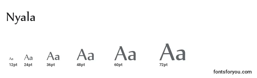 Размеры шрифта Nyala