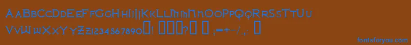 Ironlrg-Schriftart – Blaue Schriften auf braunem Hintergrund