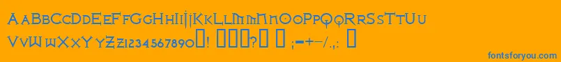 フォントIronlrg – オレンジの背景に青い文字