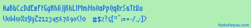 フォントGrudblitter – 青い文字は緑の背景です。