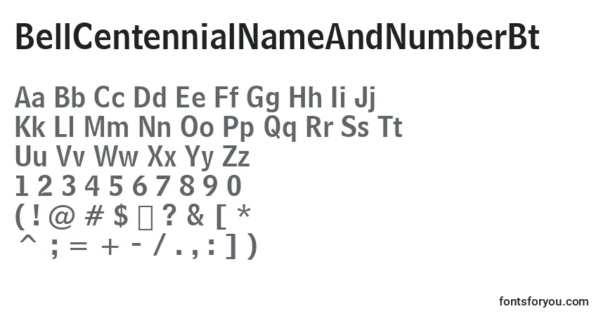 A fonte BellCentennialNameAndNumberBt – alfabeto, números, caracteres especiais