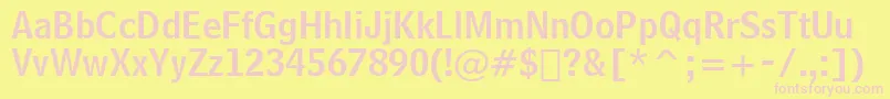 BellCentennialNameAndNumberBt-fontti – vaaleanpunaiset fontit keltaisella taustalla