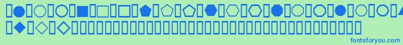 フォントWeSimpleShapes – 青い文字は緑の背景です。