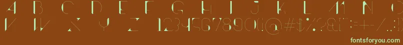 フォントContrastoDemo – 緑色の文字が茶色の背景にあります。