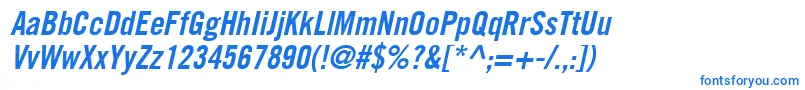 Czcionka CommerceCondensedSsiSemiBoldCondensedItalic – niebieskie czcionki