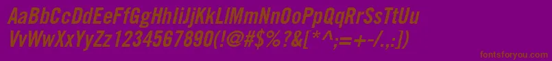 フォントCommerceCondensedSsiSemiBoldCondensedItalic – 紫色の背景に茶色のフォント