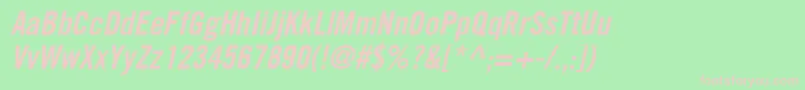 CommerceCondensedSsiSemiBoldCondensedItalic-fontti – vaaleanpunaiset fontit vihreällä taustalla
