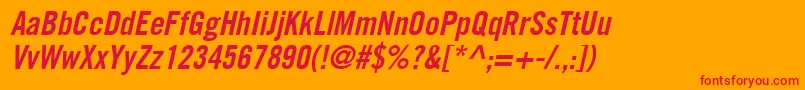 CommerceCondensedSsiSemiBoldCondensedItalic Font – Red Fonts on Orange Background