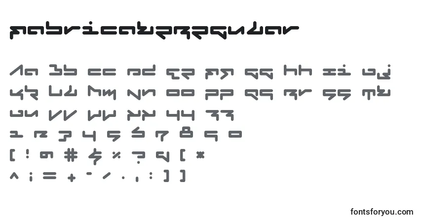 Czcionka FabricateRegular – alfabet, cyfry, specjalne znaki