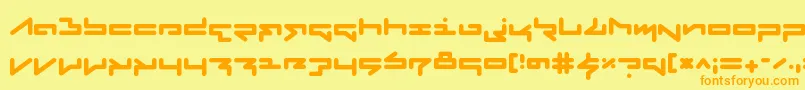 FabricateRegular-Schriftart – Orangefarbene Schriften auf gelbem Hintergrund