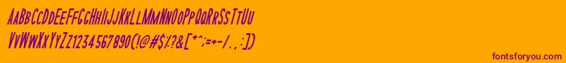 Fonte SophisticatedSlimsTightItalic – fontes roxas em um fundo laranja