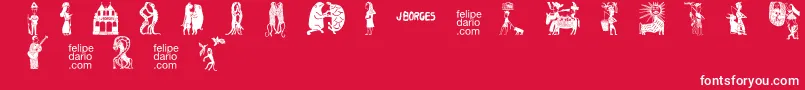 Fonte FdJBorges2Ot – fontes brancas em um fundo vermelho