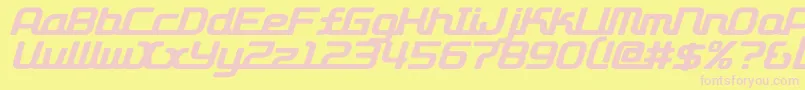 フォントD3roadsterismi – ピンクのフォント、黄色の背景