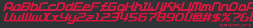 フォントD3roadsterismi – 黒い背景に赤い文字