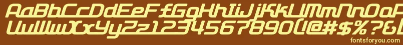D3roadsterismi-fontti – keltaiset fontit ruskealla taustalla