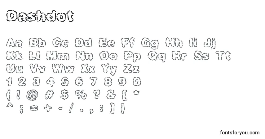 Dashdot-fontti – aakkoset, numerot, erikoismerkit