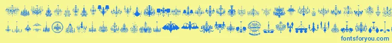 Fonte Chandelier – fontes azuis em um fundo amarelo