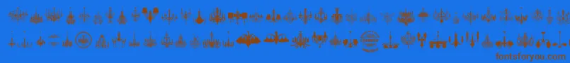 Weitere Informationen zur Chandelier-Schriftart Chandelier-Schriftart – Braune Schriften auf blauem Hintergrund