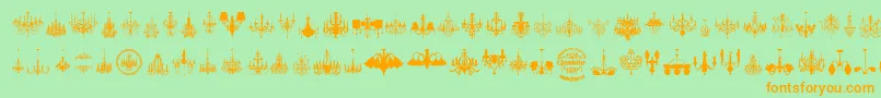 Chandelier-Schriftart – Orangefarbene Schriften auf grünem Hintergrund