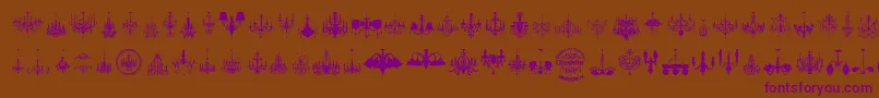 Chandelier-Schriftart – Violette Schriften auf braunem Hintergrund