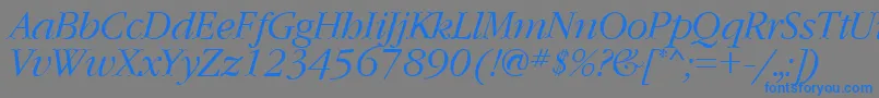 GaramondcttItalic-Schriftart – Blaue Schriften auf grauem Hintergrund