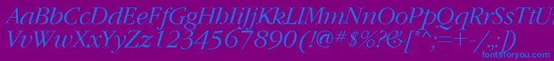 GaramondcttItalic Font – Blue Fonts on Purple Background