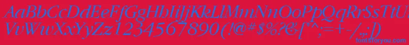 GaramondcttItalic-fontti – siniset fontit punaisella taustalla