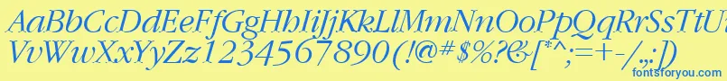 GaramondcttItalic Font – Blue Fonts on Yellow Background