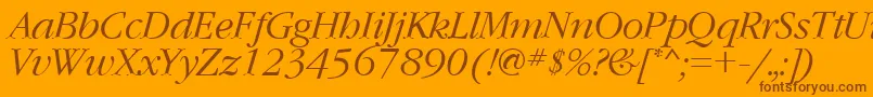 GaramondcttItalic-fontti – ruskeat fontit oranssilla taustalla