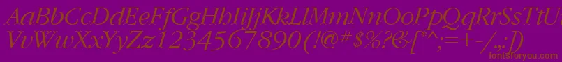 GaramondcttItalic-Schriftart – Braune Schriften auf violettem Hintergrund