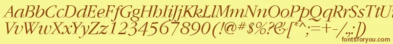 GaramondcttItalic Font – Brown Fonts on Yellow Background