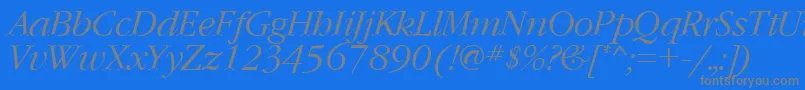 GaramondcttItalic-Schriftart – Graue Schriften auf blauem Hintergrund