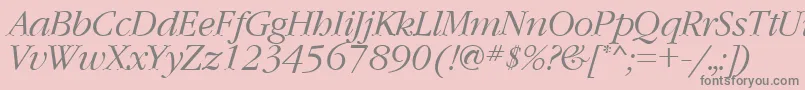 GaramondcttItalic-fontti – harmaat kirjasimet vaaleanpunaisella taustalla