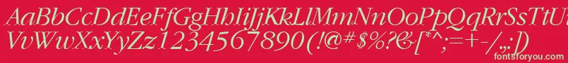 GaramondcttItalic-Schriftart – Grüne Schriften auf rotem Hintergrund