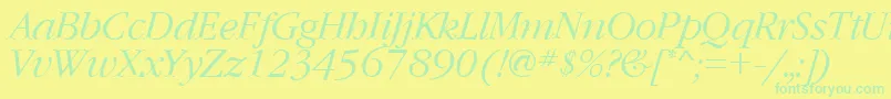 GaramondcttItalic-Schriftart – Grüne Schriften auf gelbem Hintergrund