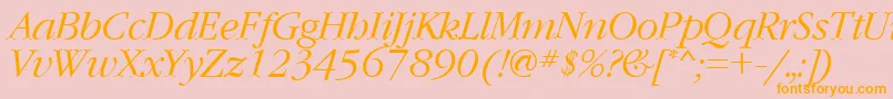GaramondcttItalic-fontti – oranssit fontit vaaleanpunaisella taustalla