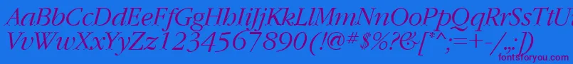 フォントGaramondcttItalic – 紫色のフォント、青い背景