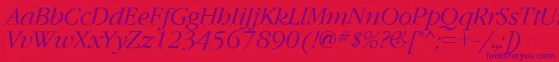 GaramondcttItalic Font – Purple Fonts on Red Background