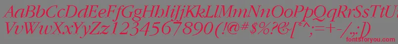 Czcionka GaramondcttItalic – czerwone czcionki na szarym tle