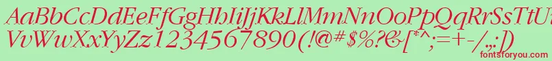 GaramondcttItalic Font – Red Fonts on Green Background