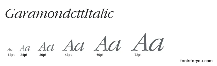 Размеры шрифта GaramondcttItalic