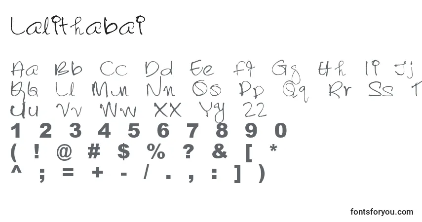 Шрифт Lalithabai – алфавит, цифры, специальные символы