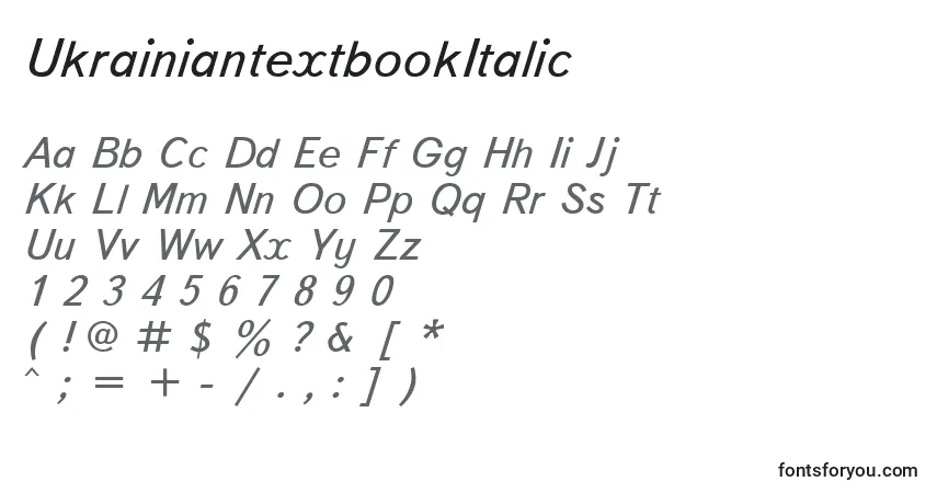 Czcionka UkrainiantextbookItalic – alfabet, cyfry, specjalne znaki