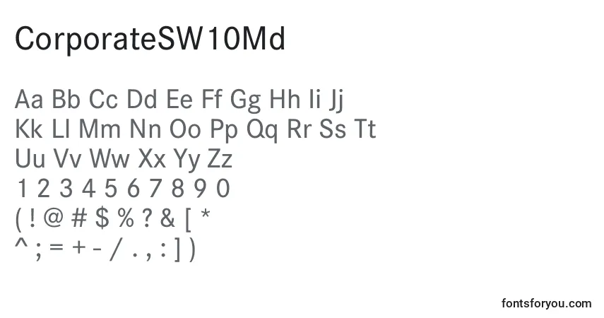 Шрифт CorporateSW10Md – алфавит, цифры, специальные символы