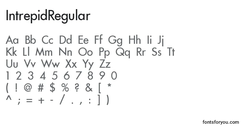 Czcionka IntrepidRegular – alfabet, cyfry, specjalne znaki