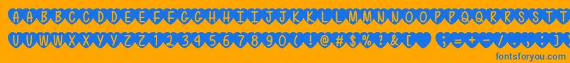 Weitere Informationen zur LoveIsAwesome2Ttf-Schriftart LoveIsAwesome2Ttf-Schriftart – Blaue Schriften auf orangefarbenem Hintergrund
